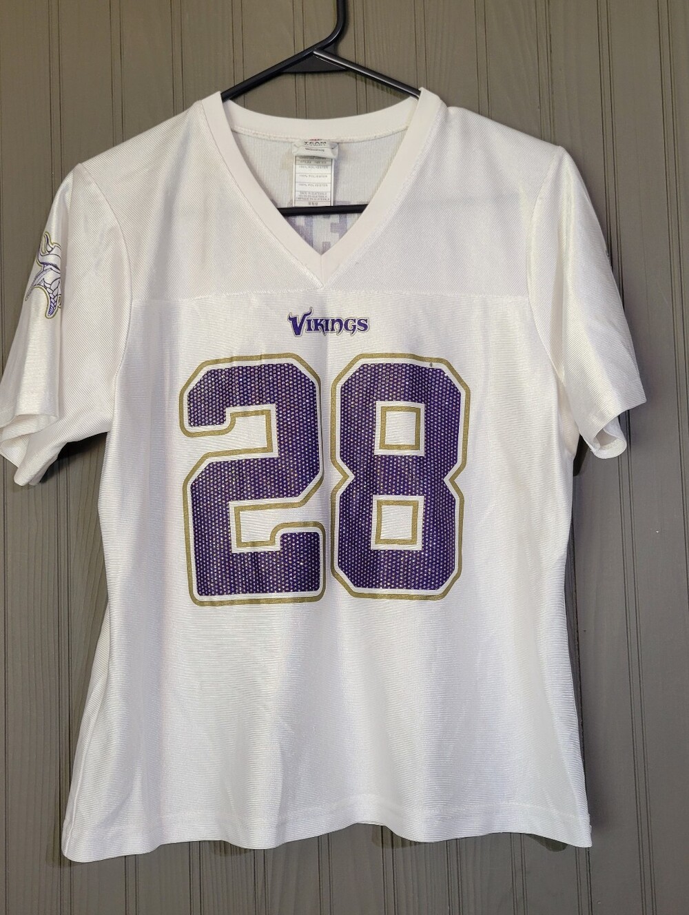 Vintage NFL Minnesota Vikings Adrian Peterson Jersey Rhinestone White Women's MD